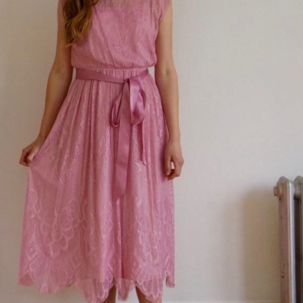 Vintage 70s Pink Cocktail Formal Dress Made in USA